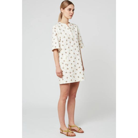 PAUL & JOE SISTER Cat Print Denim Shift Dress Pockets Sz 36 US 4/6 Free People - Picture 7 of 16